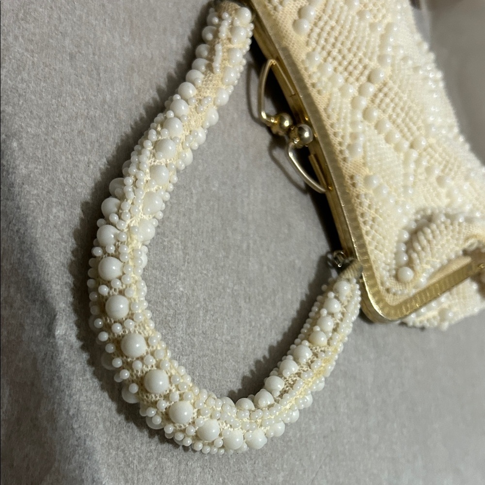 Ivory Beaded Top-Handle Evening Bag - Picture 6 of 12
